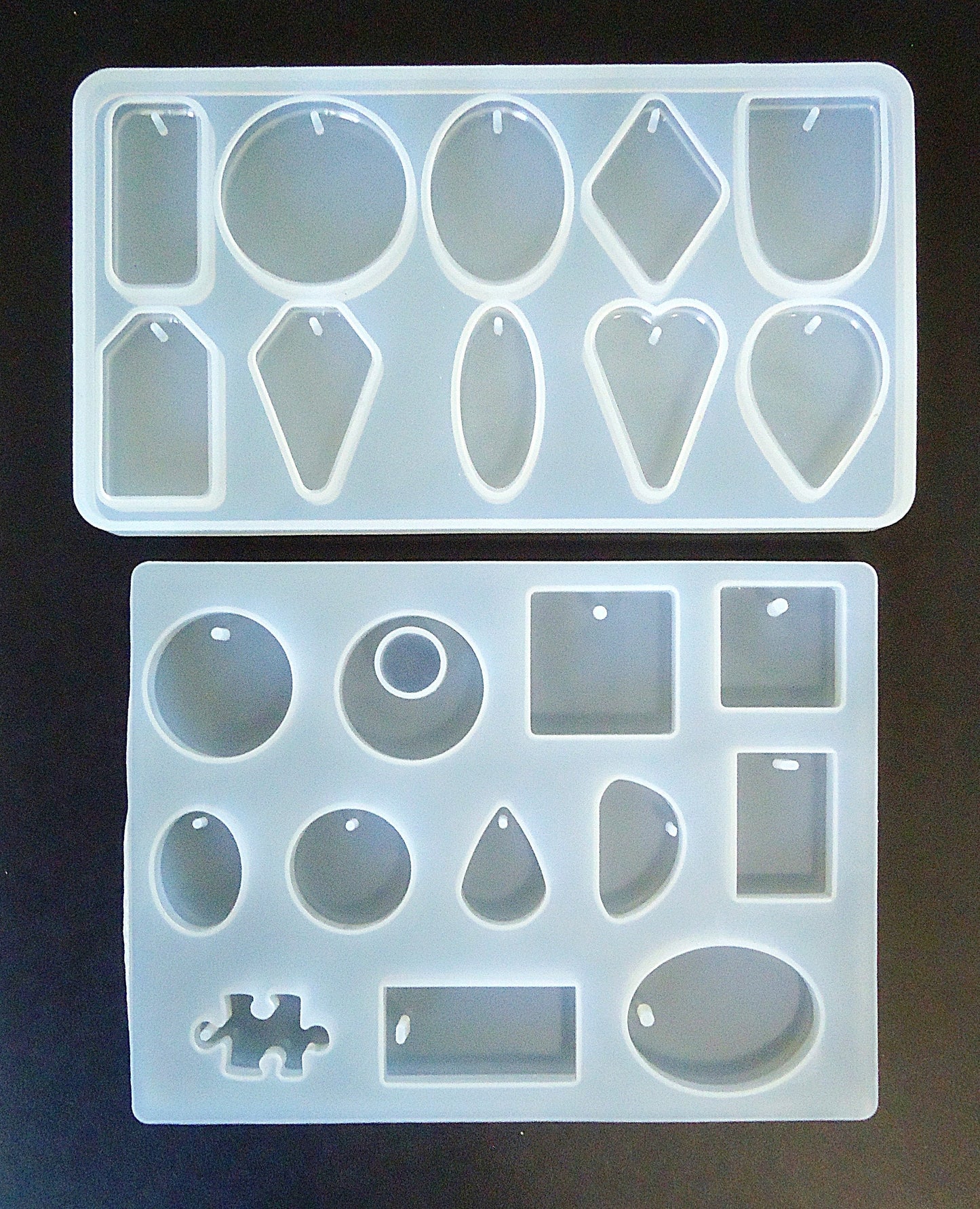 Silicone Pendant Molds for Resin Casting, Pendant Molds 10 Piece or 12 Piece, Assorted Shapes and Sizes