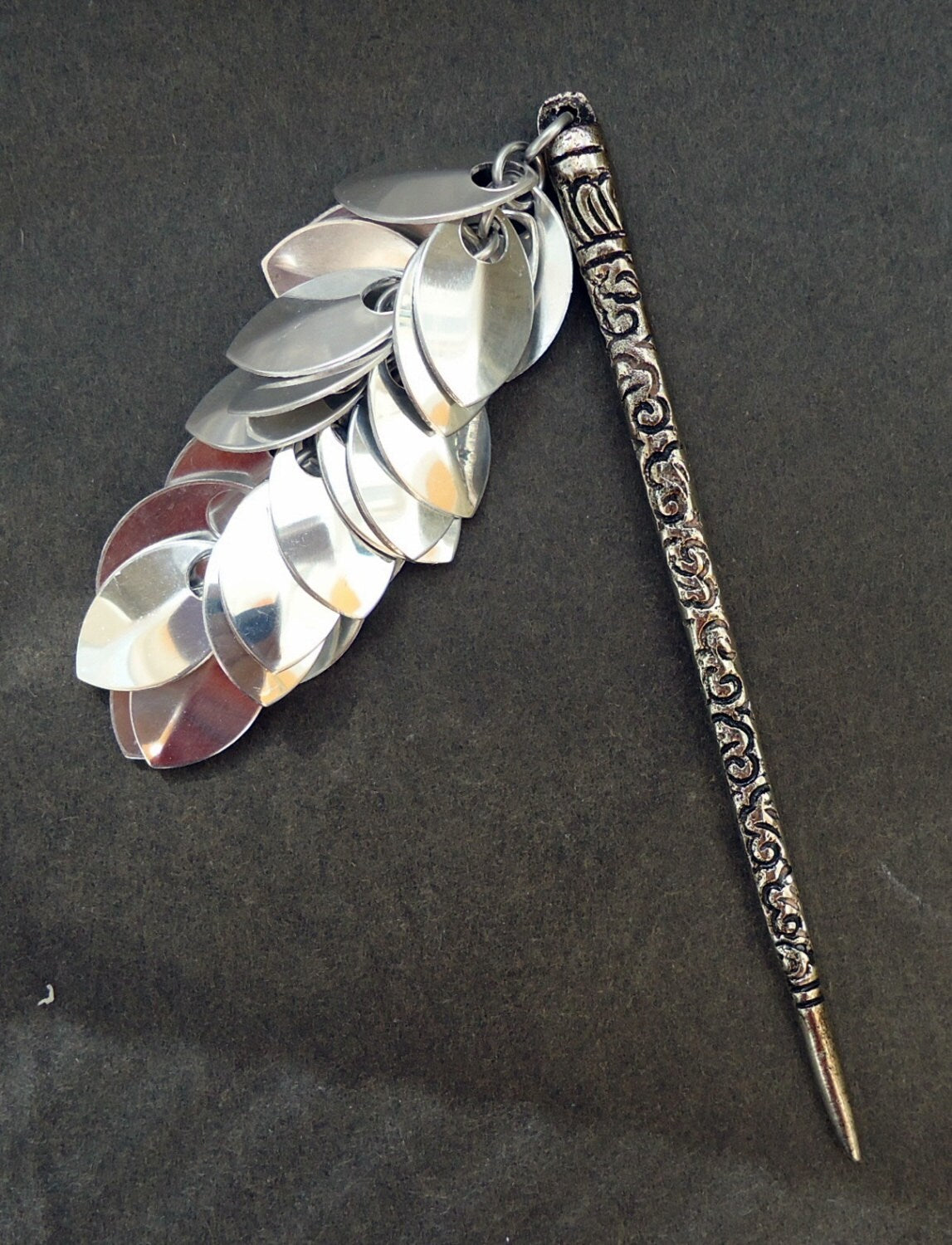 Cascading Shiny Silver Hair Stick
