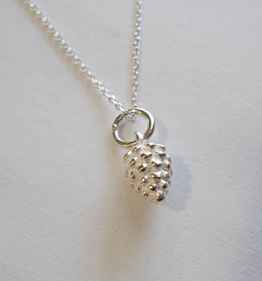 Tiny Pinecone Necklace - Sterling Silver - Minimalist