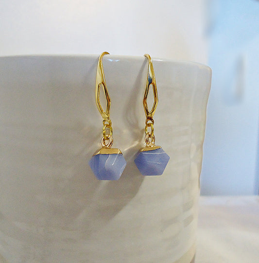 Lilac Purple Stone Earrings with 18K Gold Plated Stainless Steel Earwire