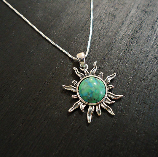 Turquoise Sun Sterling Silver Necklace