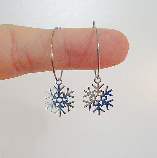 CORE ESSENTIALS - Stainless Steel Earrings, Snowflakes
