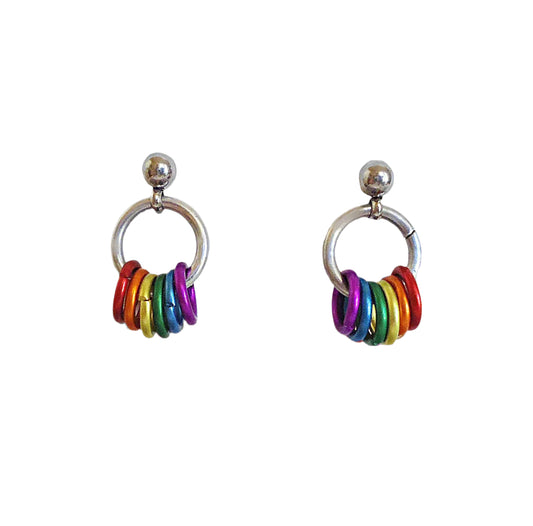 Rainbow Earrings, Small Post Earrings, Pride Flag, LGBTQ, Trans, Asexual, Nonbinary, Colorful, Hypoallergenic Stainless Steel