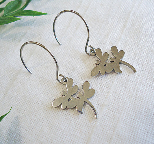 CORE ESSENTIALS - Stainless Steel Earrings, Double Dragonfly, Hoops, French Earwire, or Leverbacks