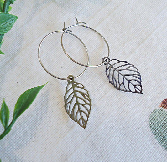 CORE ESSENTIALS - Stainless Steel Earrings, Laser cut Leaves