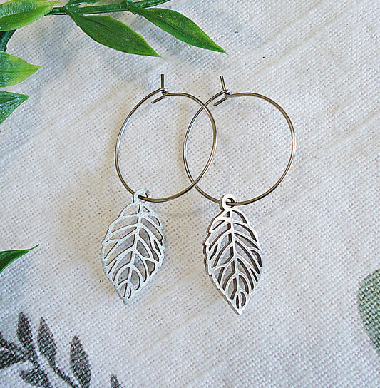 CORE ESSENTIALS - Stainless Steel Earrings, Laser cut Leaves
