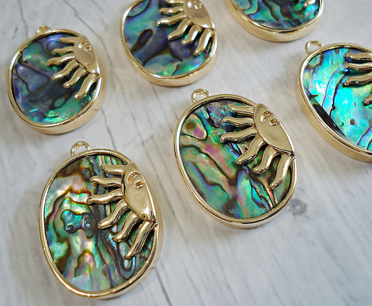Paua Shell Pendant with Golden Sun