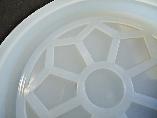 Small Coaster Mold, Silicone, Geometric Flower Mandala, 3 1/8" Wide
