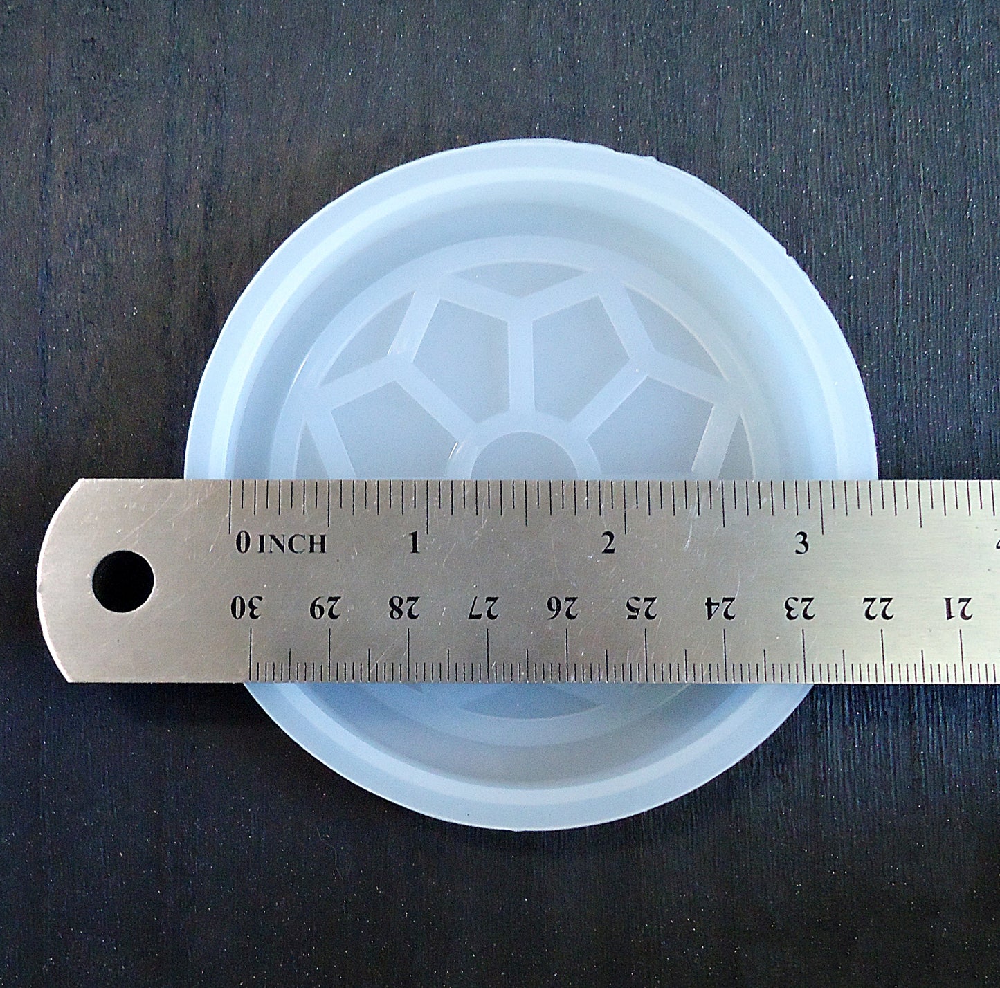 Small Coaster Mold, Silicone, Geometric Flower Mandala, 3 1/8" Wide