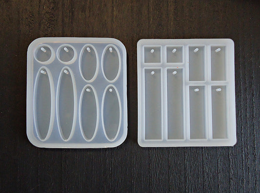 Silicone Mold, Oval or Rectangle Pendants or Earrings, for Epoxy Resin