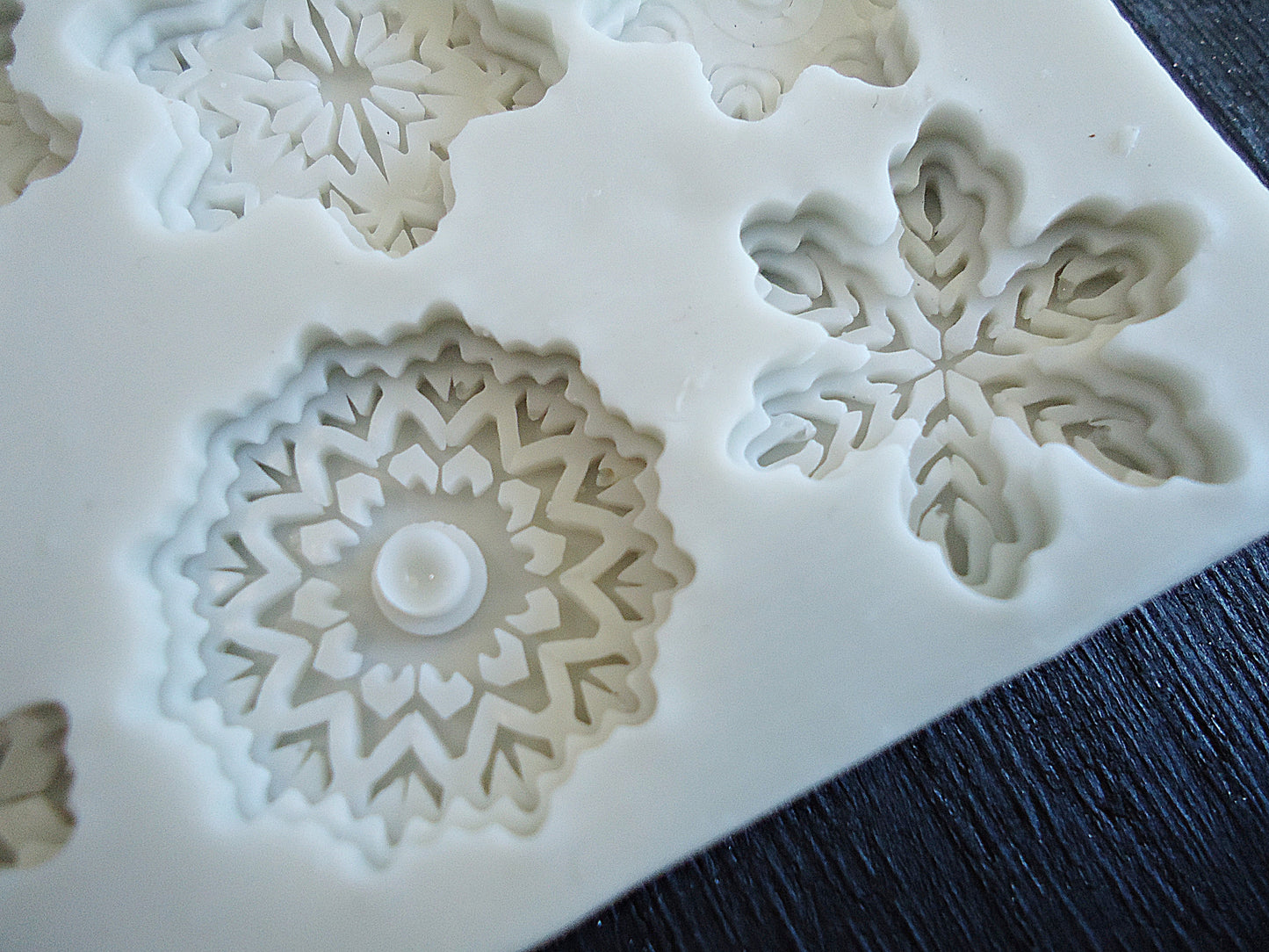 Snowflake Cabochon Mold, 10 Small Snowflakes, Food Grade Silicone Mold