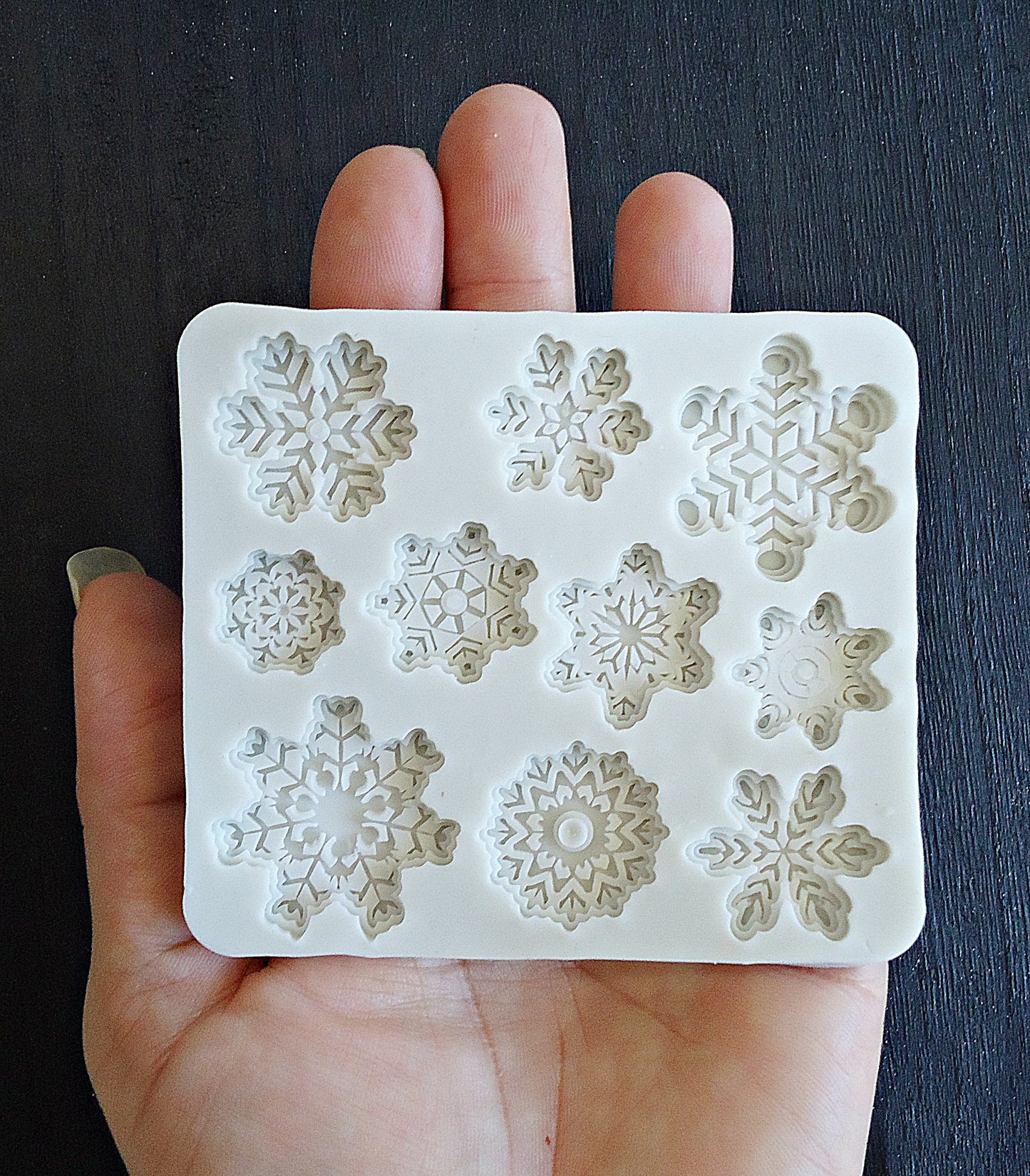 Snowflake Cabochon Mold, 10 Small Snowflakes, Food Grade Silicone Mold